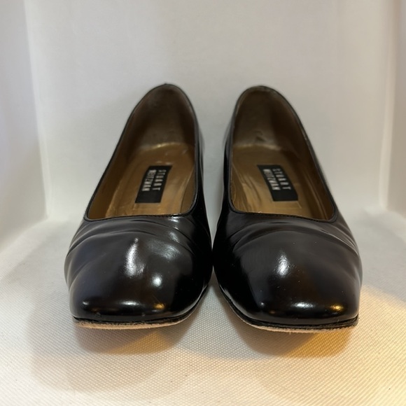 Stuart Weitzman Black Pumps with Geometric Stacked Heels Size 8.5 - GUC - Picture 3 of 11